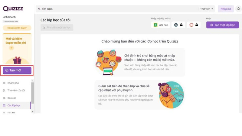 Nâng cấp tài khoản Quizizz Super