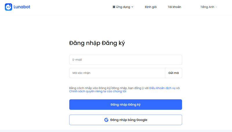 tài khoản Lunabot trợ lý AI 