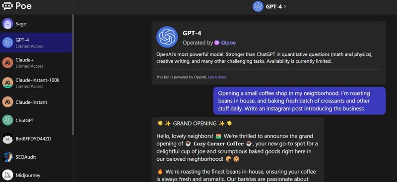 Tài khoản Poe – chatbot AI