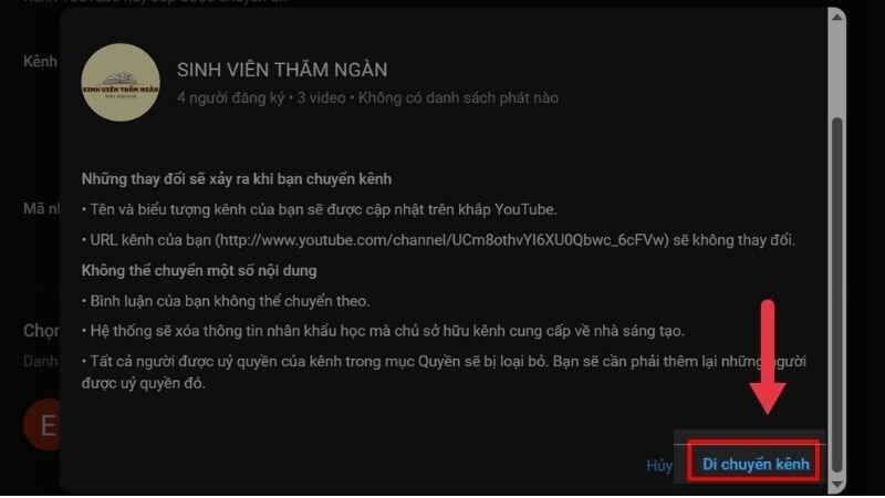 Cách chuyển kênh đã đăng ký sang tài khoản Youtube khác