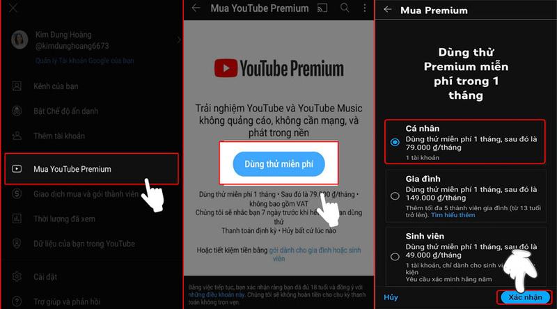 Hướng dẫn đăng nhập youtube premium