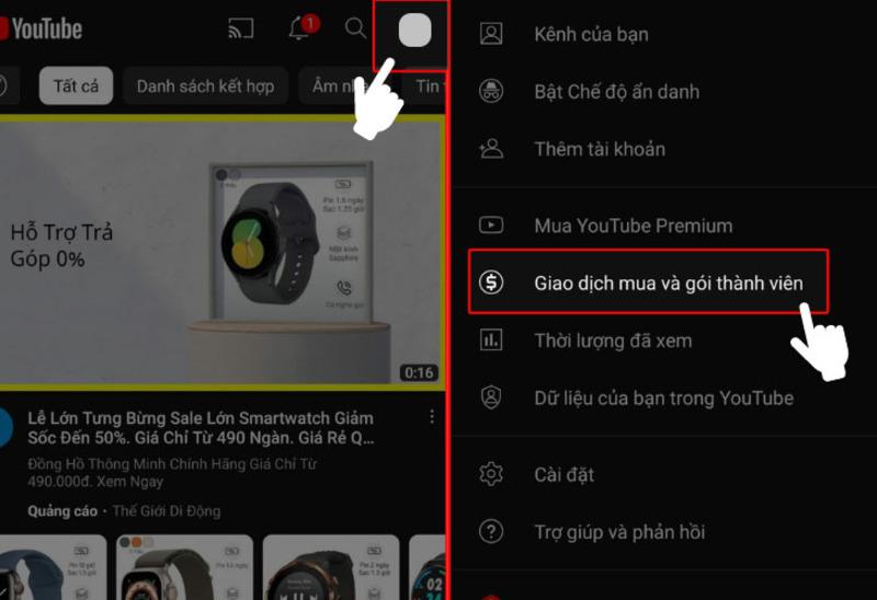 Hướng dẫn đăng nhập youtube premium