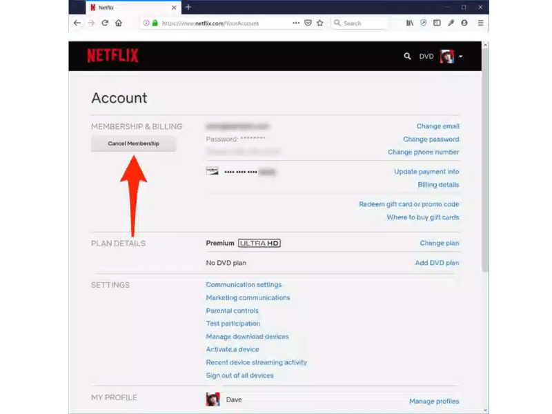 cách huỷ gói netflix