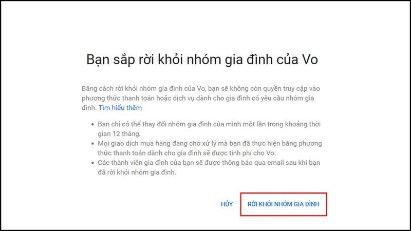 Cách rời nhóm gia đình youtube premium