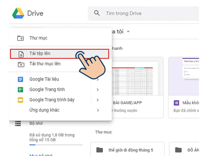 cách tải file lên google drive