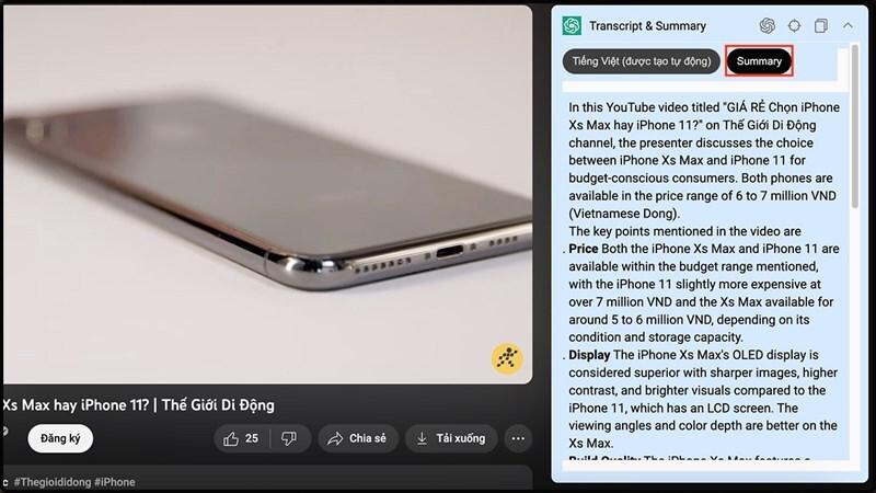 cách tóm tắt nội dung trên youtube bằng ChatGPT