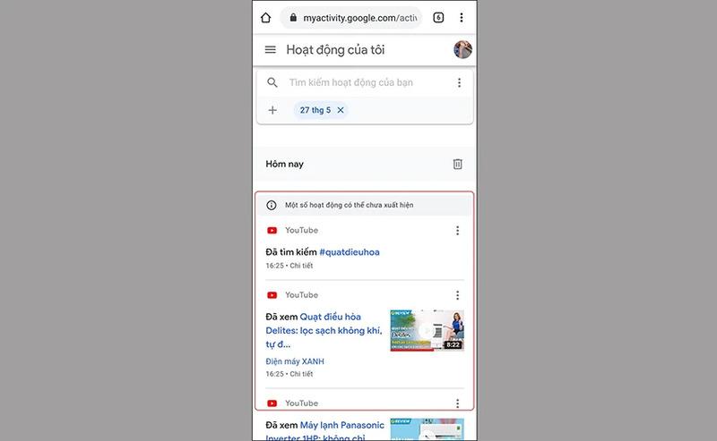 cách xóa lịch sử tìm kiếm trên youtube