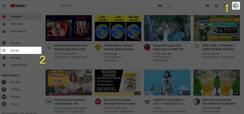 cách xóa lịch sử tìm kiếm trên youtube