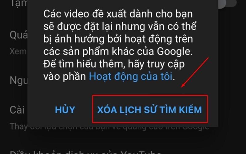 cách xóa lịch sử tìm kiếm trên youtube