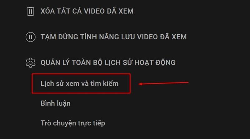 cách xóa lịch sử tìm kiếm trên youtube