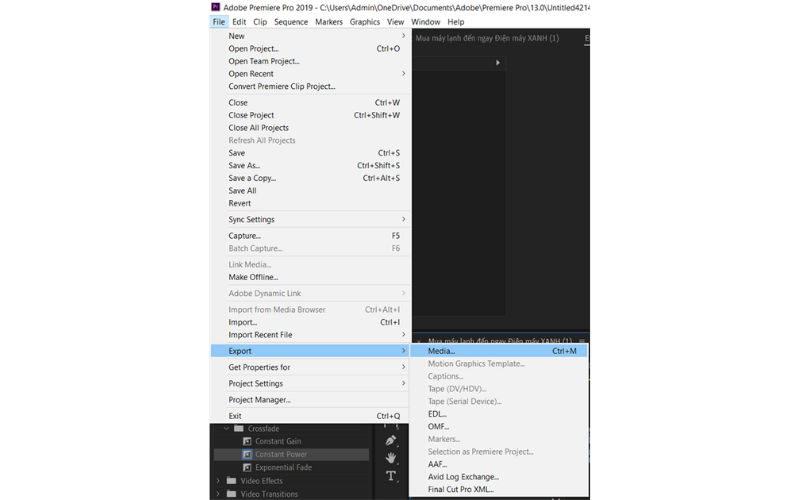 cách xuất video trong adobe premiere