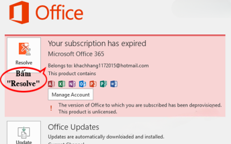 hết hạn office 365