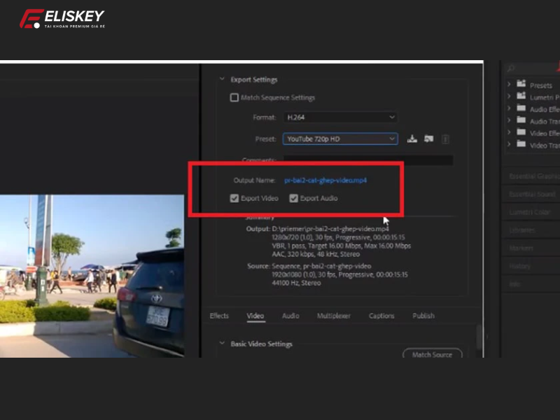 cách xuất video trong Adobe Premiere Pro CC