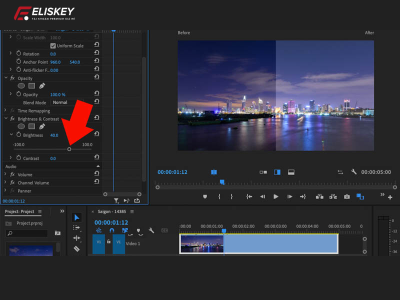 làm sáng video adobe premiere